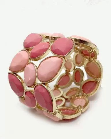 Thalia Sodi Pink Stone Stretch Table Wide Cuff Bracelet