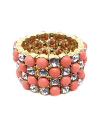 INC Gold Gemstone with Crystal 4 Row Stretch Bracelet