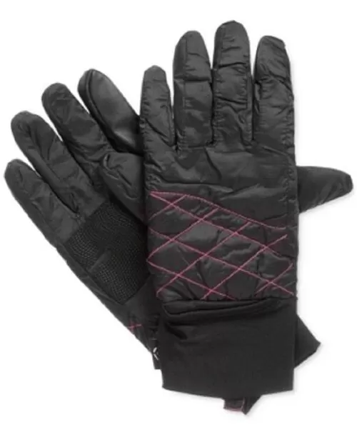 Isotoner Signature SmarTouch Tech Black With Pink Packable Ski Gloves