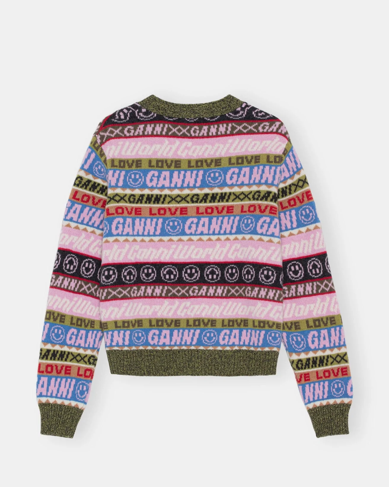 GANNI Wool Blend Logo Cardigan