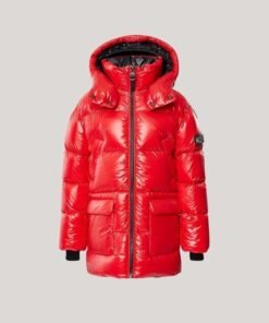 Mackage Kennie Kids Down Hooded Puffer Coat, Red