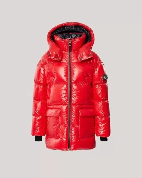 Mackage Kennie Kids Down Hooded Puffer Coat, Red