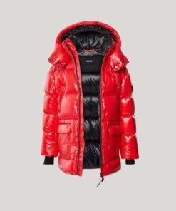 Mackage Kennie Kids Down Hooded Puffer Coat, Red