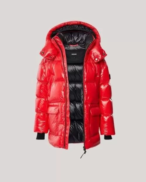 Mackage Kennie Kids Down Hooded Puffer Coat, Red