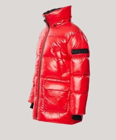 Mackage Kennie Kids Down Hooded Puffer Coat, Red