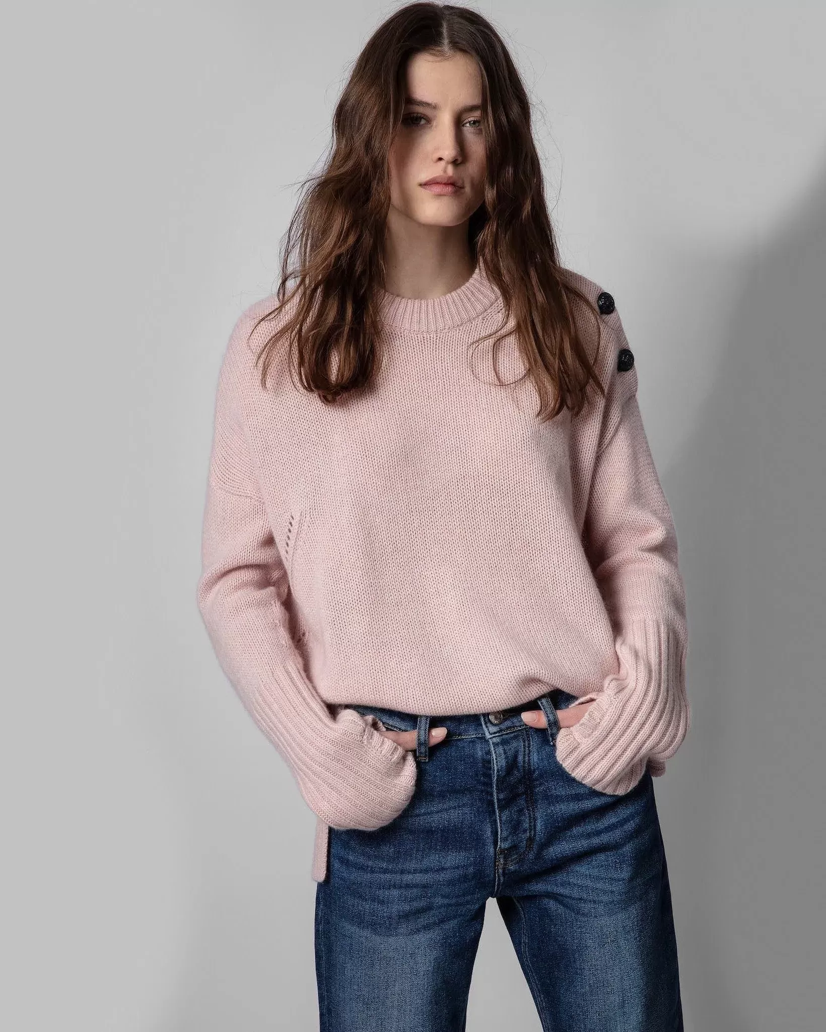 Zadig & Voltaire Malta Button-Trim Cashmere Sweater