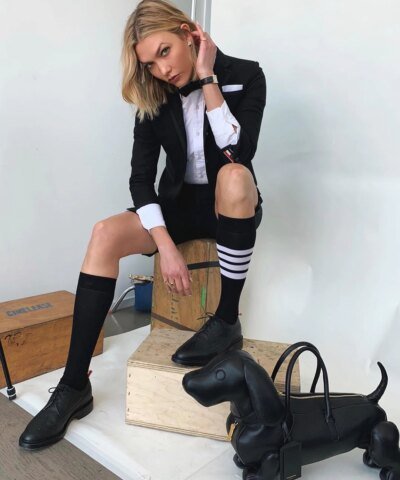 Thom Browne 4-Bar Knee-High Nylon Blend Blue Sock