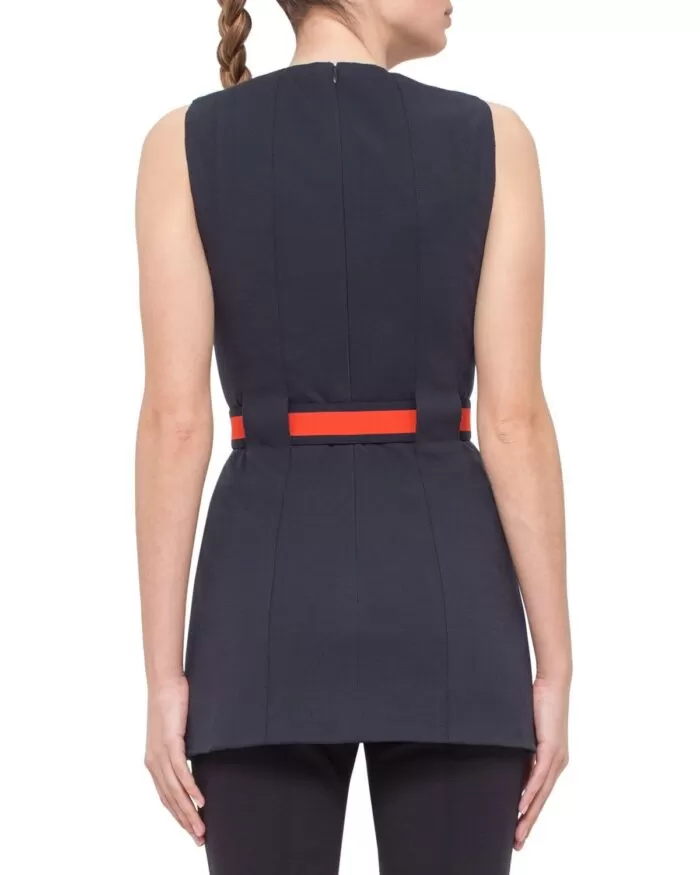 Akris Punto Canvas Sleeveless Belted Jersey Tunic Dress