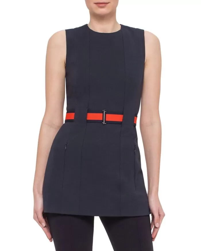 Akris Punto Canvas Sleeveless Belted Jersey Tunic Dress