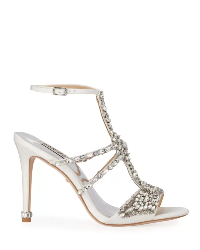 Badgley Mischka Hughes Embellished Strappy Satin Sandals