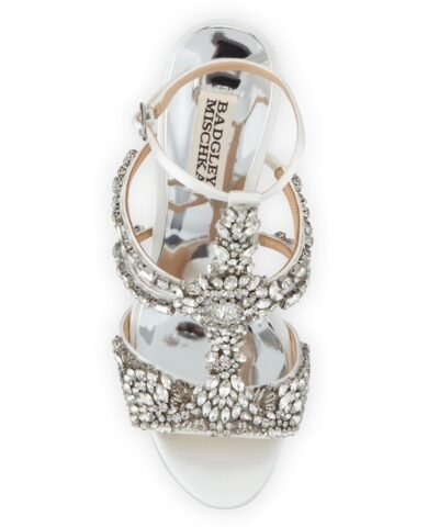 Badgley Mischka Hughes Embellished Strappy Satin Sandals