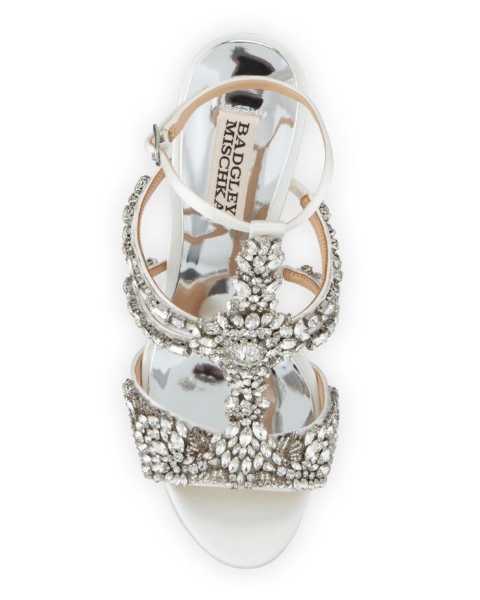 Badgley Mischka Hughes Embellished Strappy Satin Sandals