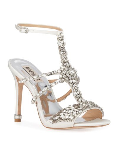 Badgley Mischka Hughes Embellished Strappy Satin Sandals