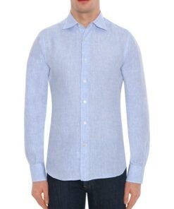 Canali ASH Linen Slim Fit Shirt, Blue