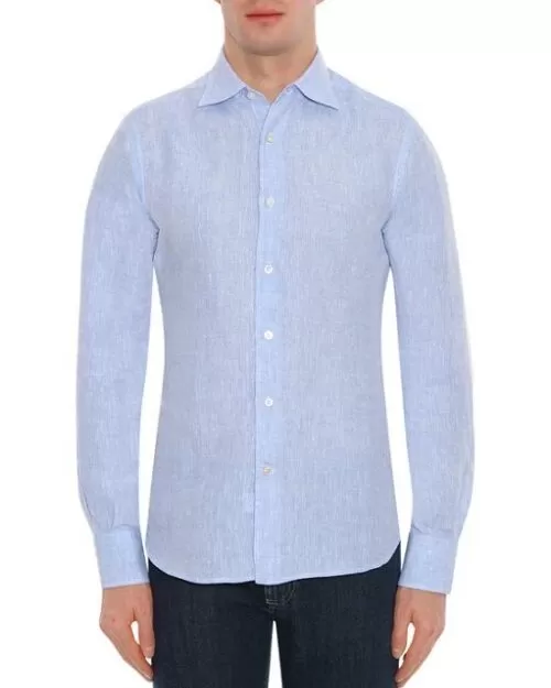 Canali ASH Linen Slim Fit Shirt, Blue