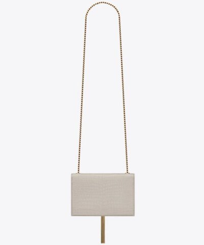Saint Laurent Kate Small Chain Bag With Tassel In Crocodile-Embossed Shiny Leather