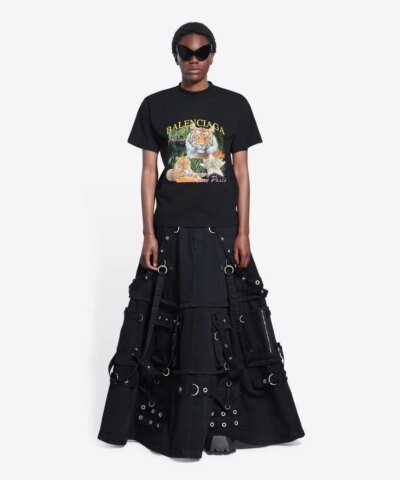 Balenciaga Spring 22 Tiger Small Fit Tee Black