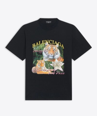 Balenciaga Spring 22 Tiger Small Fit Tee Black