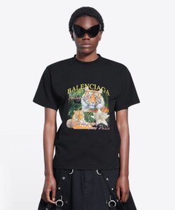 Balenciaga Spring 22 Tiger Small Fit Tee Black