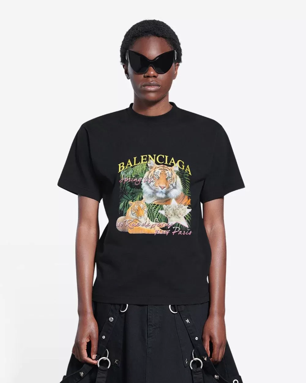 Balenciaga Spring 22 Tiger Small Fit Tee Black