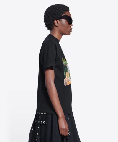 Balenciaga Spring 22 Tiger Small Fit Tee Black