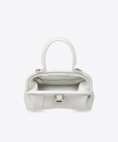 Balenciaga Small Editor Embossed Leather Bag In White