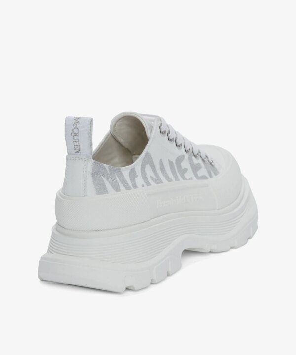 Alexander McQueen Tread Slick Lace Up in White/silver