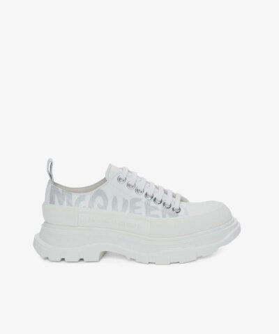 Alexander McQueen Tread Slick Lace Up in White/silver
