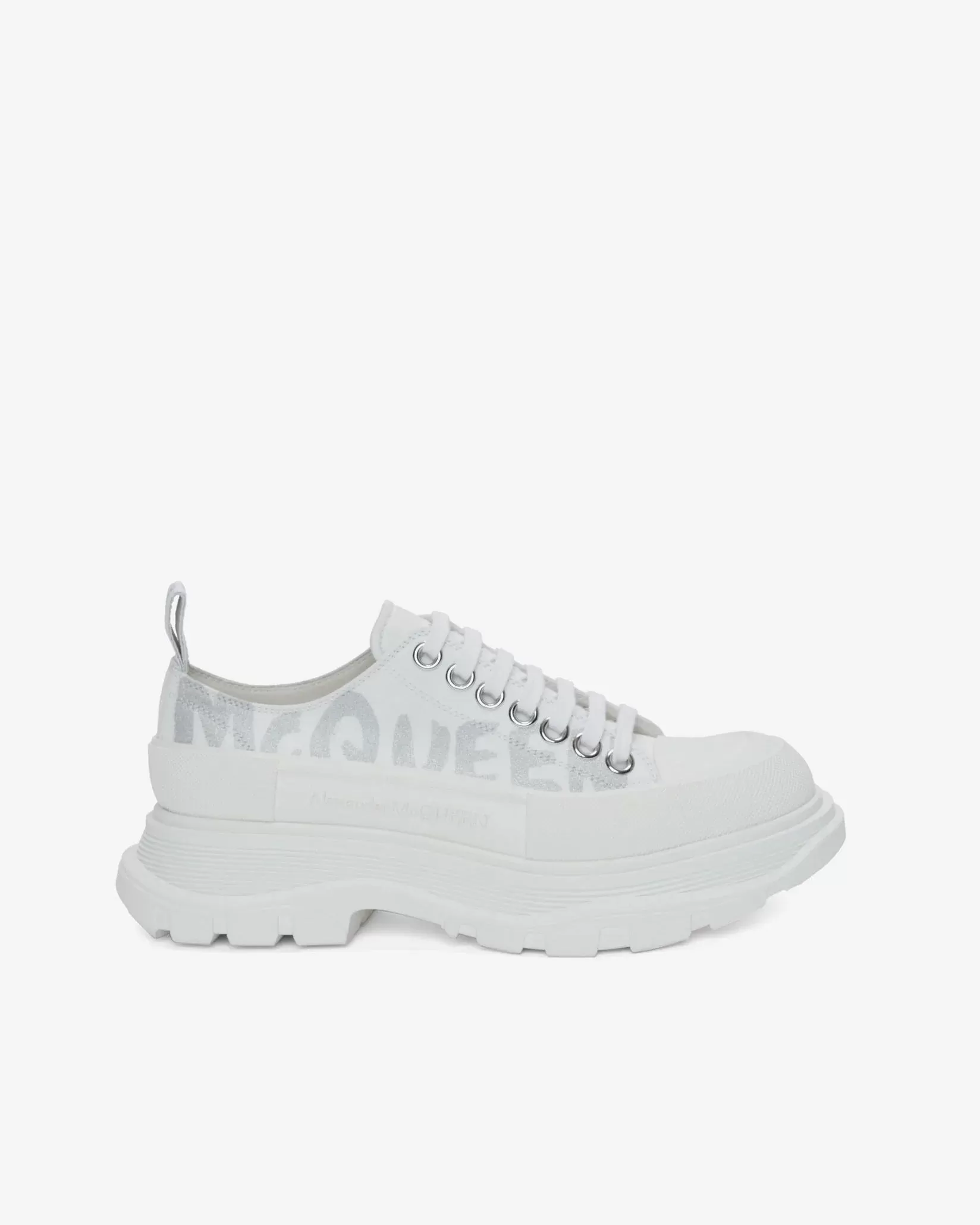 Alexander McQueen Tread Slick Lace Up in White/silver