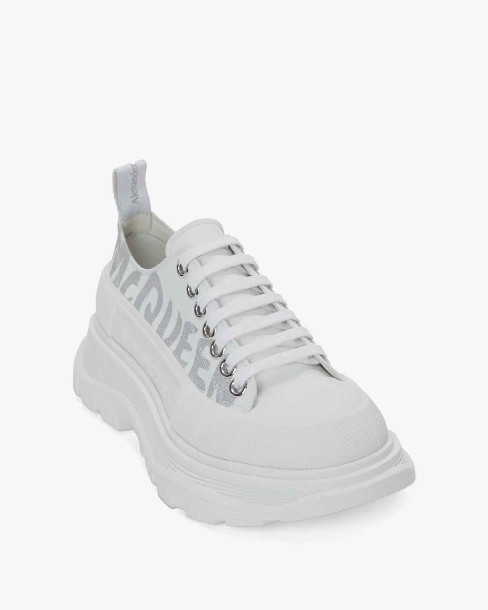 Alexander McQueen Tread Slick Lace Up in White/silver