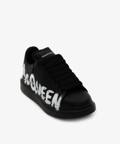 Alexander McQueen Mcqueen Graffiti Oversized Sneaker in Black/White