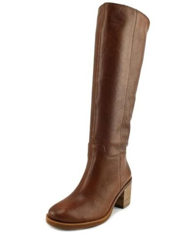 Lucky Brand Ritten Wide Calf Women Round Toe Leather Brown Knee High Boot