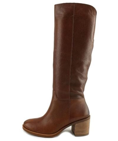 Lucky Brand Ritten Wide Calf Women Round Toe Leather Brown Knee High Boot