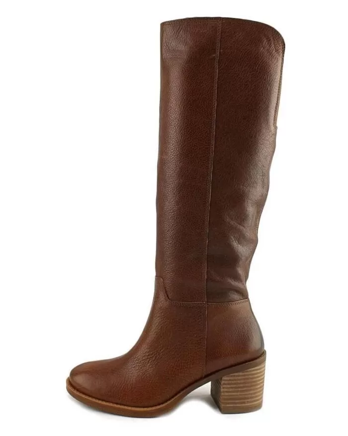 Lucky Brand Ritten Wide Calf Women Round Toe Leather Brown Knee High Boot