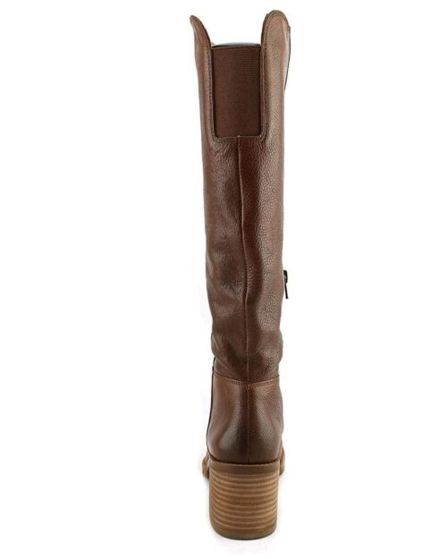 Lucky Brand Ritten Wide Calf Women Round Toe Leather Brown Knee High Boot