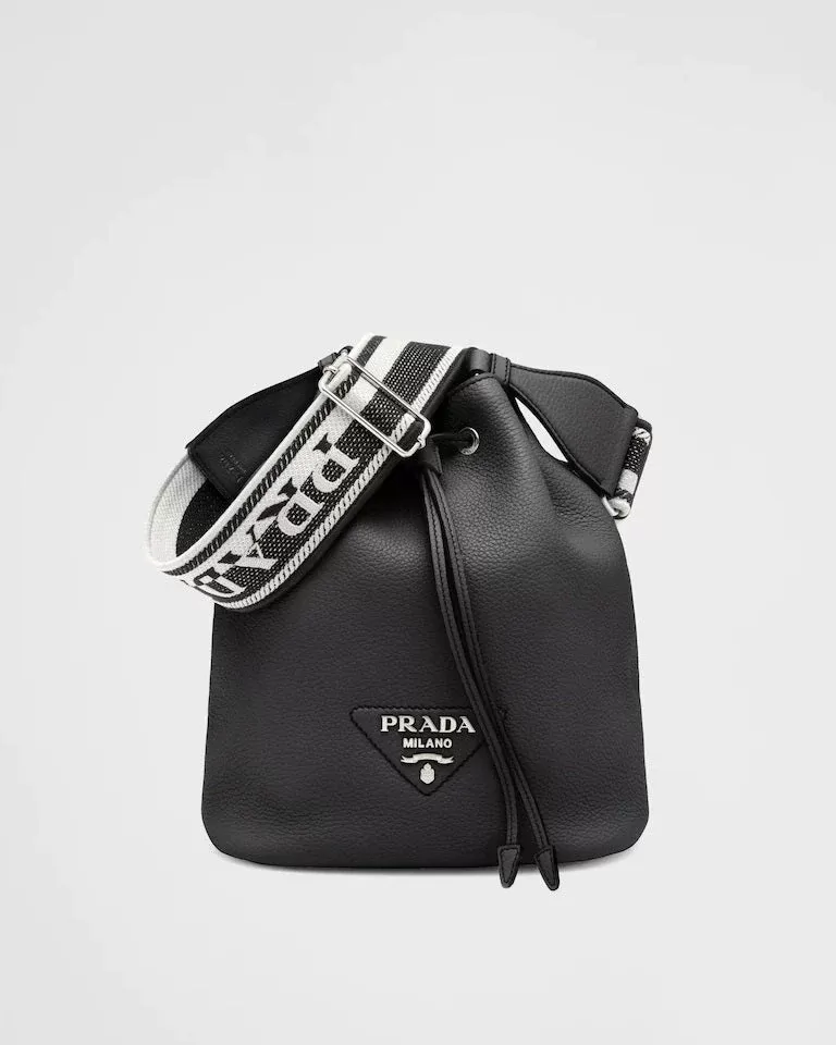 Prada Black Leather Bucket Bag