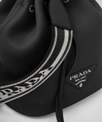 Prada Black Leather Bucket Bag
