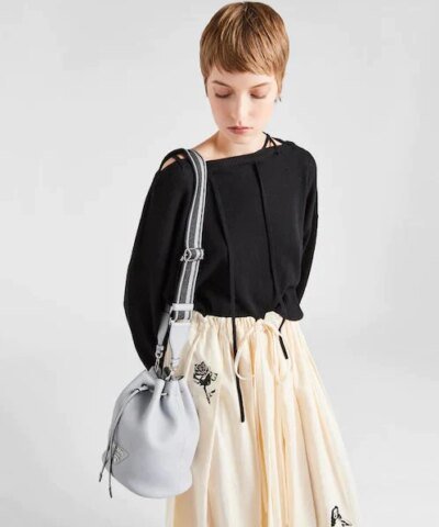 Prada Cornflower Leather Bucket Bag