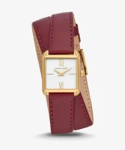 MICHAEL KORS Lake Gold-Tone and Leather Wrap Watch