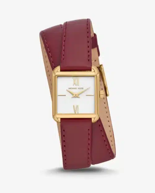 MICHAEL KORS Lake Gold-Tone and Leather Wrap Watch