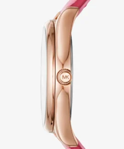 MICHAEL KORS Colette Rose Gold-Tone and Leather Watch