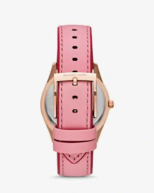 MICHAEL KORS Colette Rose Gold-Tone and Leather Watch