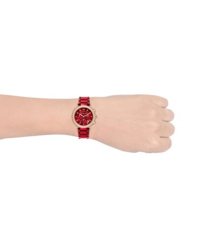 Michael Kors Round Chronograph Red Dial Ladies Watch, MK 6805