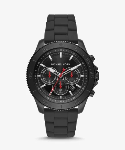 MICHAEL KORS Oversized Theroux Black-Tone and Silicone Watch