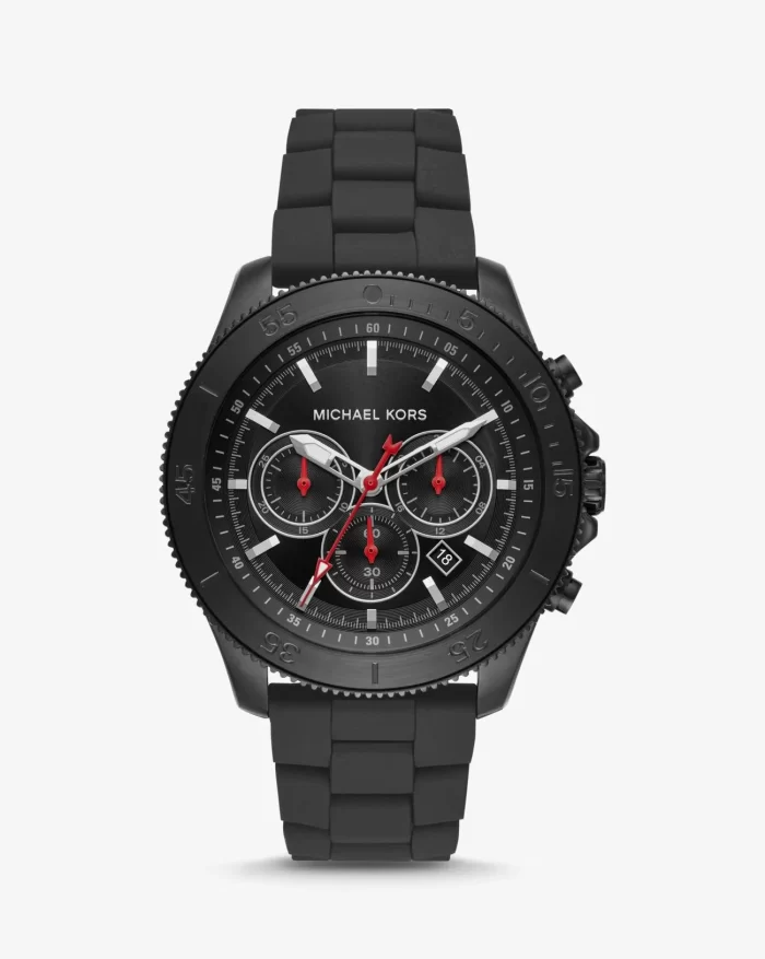 MICHAEL KORS Oversized Theroux Black-Tone and Silicone Watch