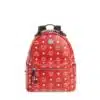 MCM Viva Red Stark Backpack W/white Logo Visetos 32