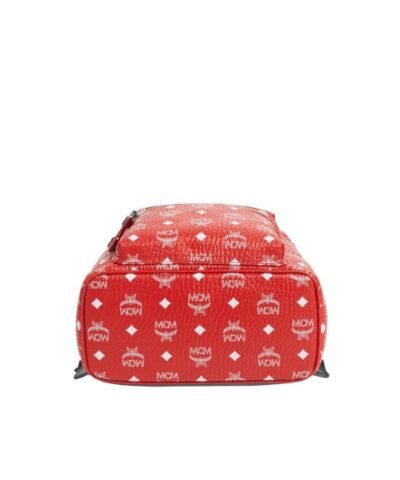 MCM Viva Red Stark Backpack W/white Logo Visetos 32