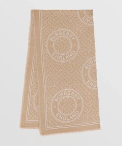 Burberry Lightweight Logo Graphic Cashmere Jacquard Scarf