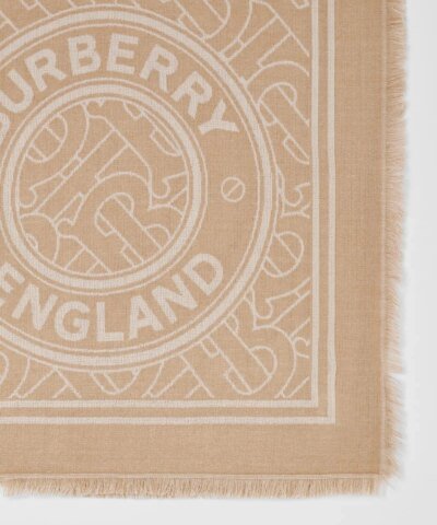 Burberry Lightweight Logo Graphic Cashmere Jacquard Scarf
