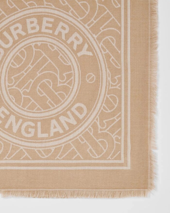 Burberry Lightweight Logo Graphic Cashmere Jacquard Scarf